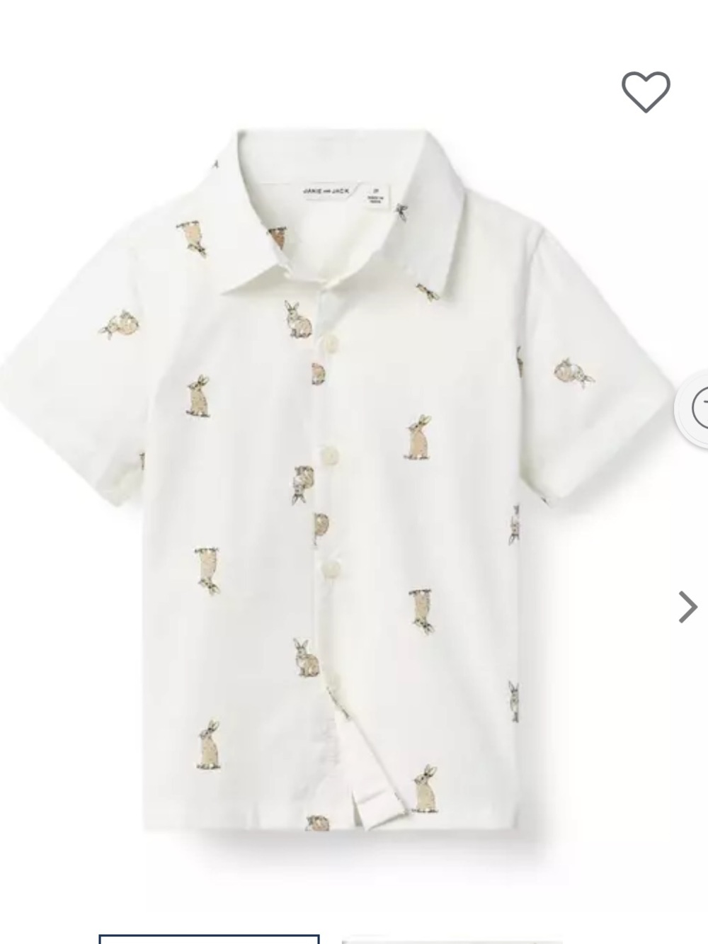 Janie and Jack White Short-Sleeve Bunny Button-Down Shirt